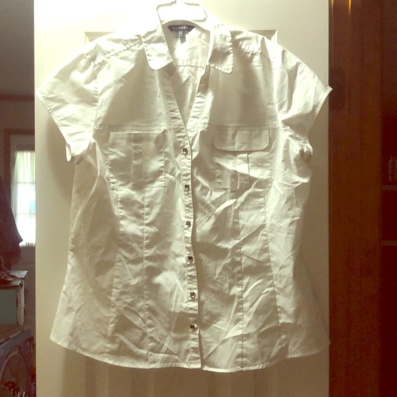 White Short Sleeve Button Up - Picture 1 of 4